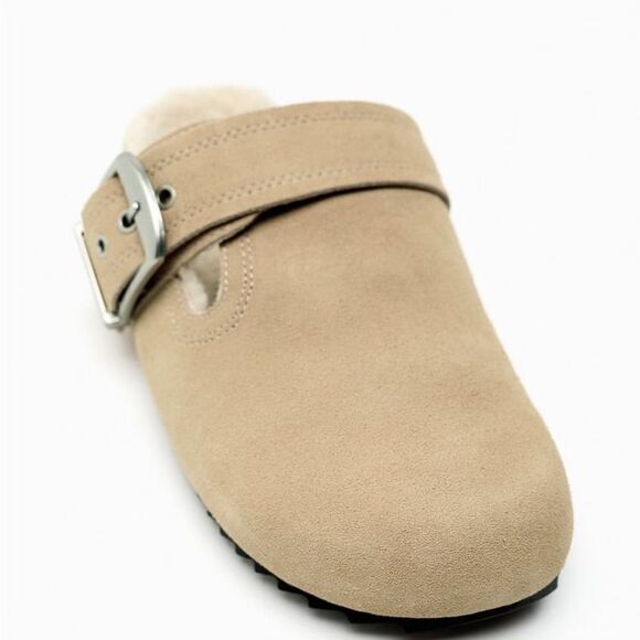 ZARA FAUX FUR LINED SUEDE CLOGS
BEIGE - Picture 4 of 14